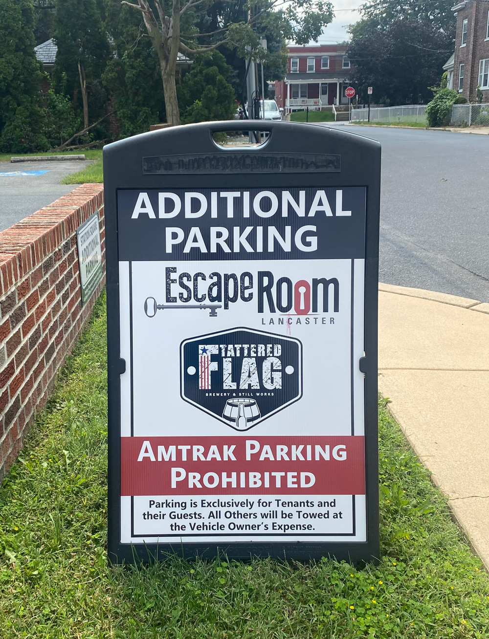Escape room sidewalk A-frame sign printed by Weber Advertising in Lancaster, PA