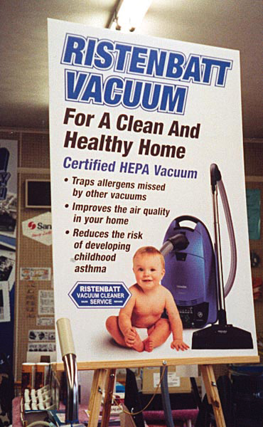 Ristenbatt Vacuum easel sign printed and finished by Weber Advertising in Lancaster, PA